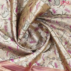 Golden Beige Kanchipuram Jacquard Tissue Silk Saree