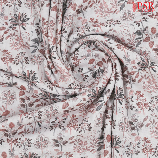 Pastel Peach Blush Linen Print Running Material