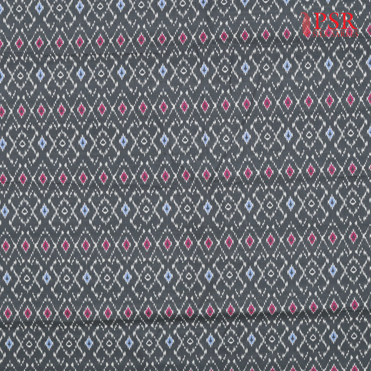 Dark Grey Semi Tassar Ikkat Print Running Material