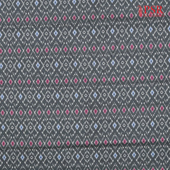 Dark Grey Semi Tassar Ikkat Print Running Material
