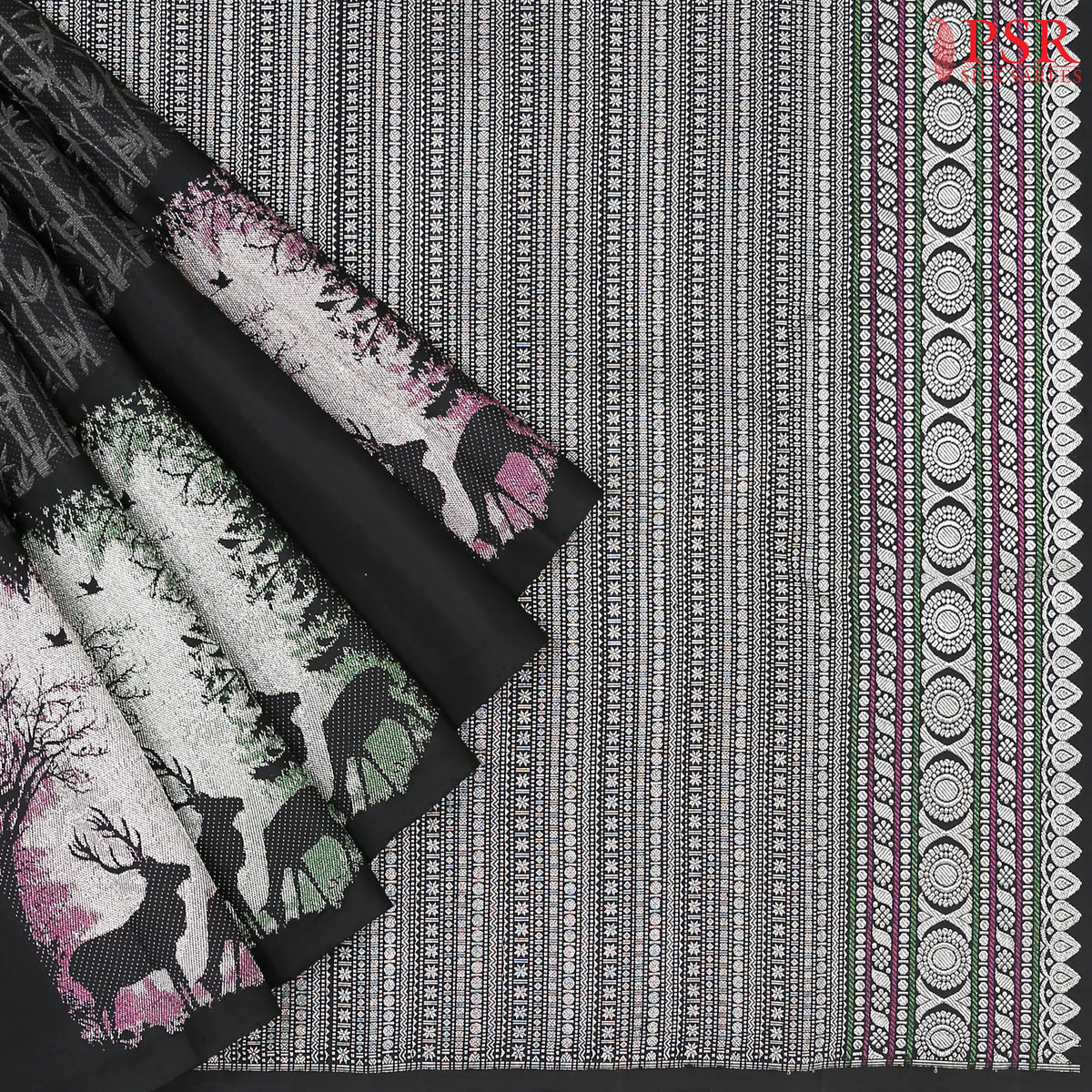 Black Kanchipuram Tissue Silk Saree