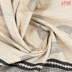 Beige Silk Cotton Saree
