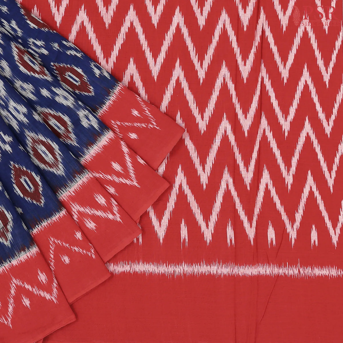 Midnight Blue Ikkat Cotton Saree
