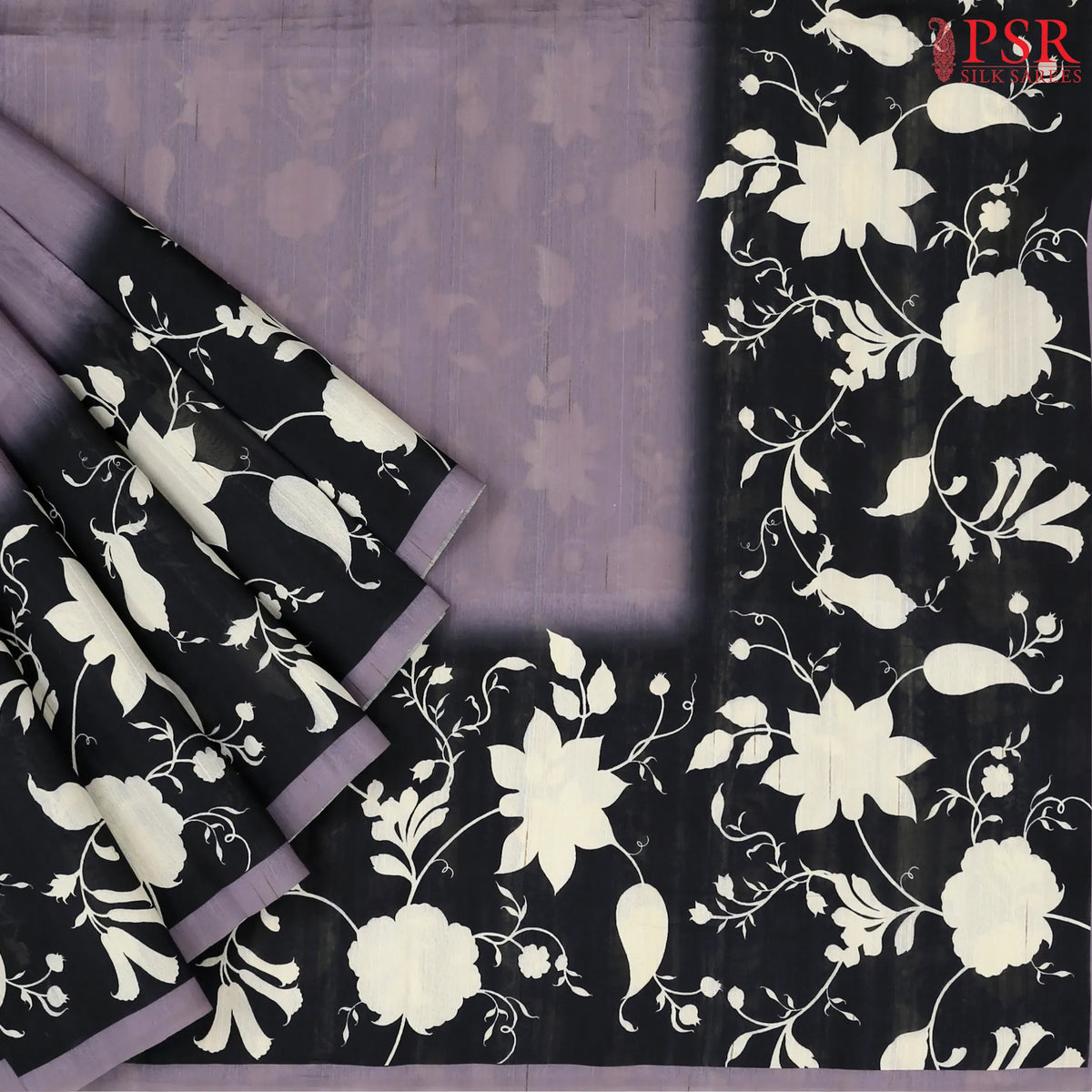 Dark Lilac Semi Tussar Saree