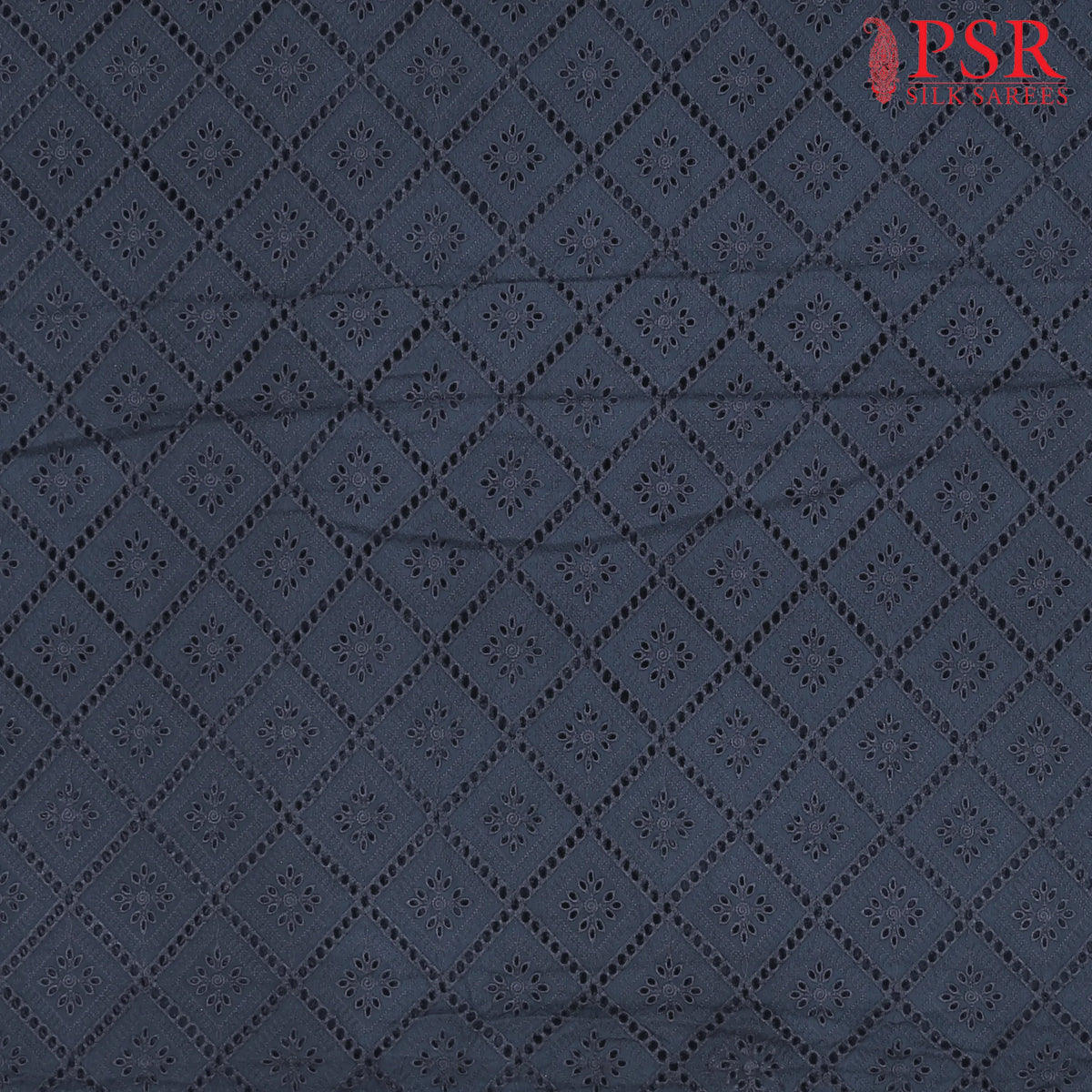 Dark Blue Hacoba Embroidery Running Material