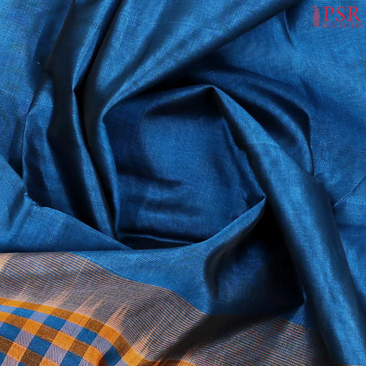 Peacock Blue Cotton Silk Saree