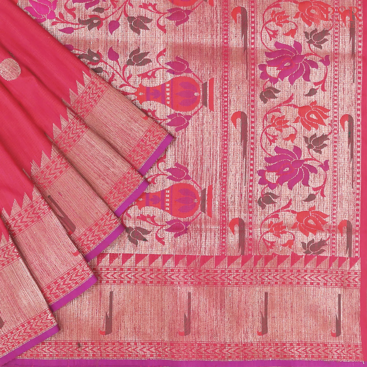 Hot Pink Banaras Silk Saree