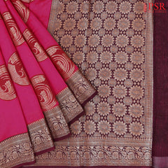 Dark Magenta Pink Chanderi Silk Cotton Saree