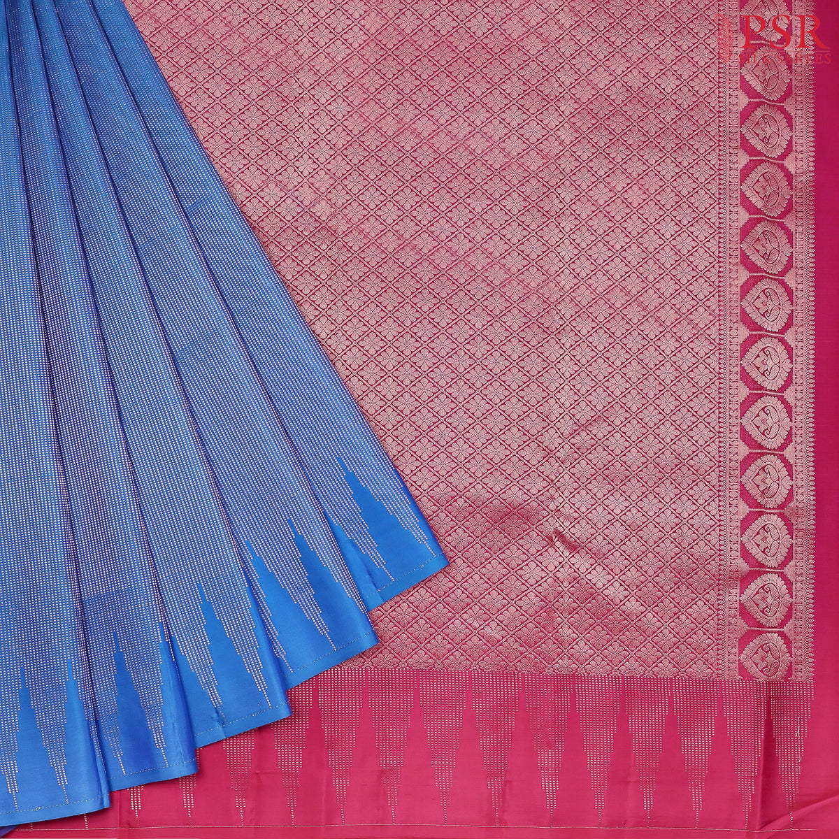 Azure Blue Fancy Kanchipuram Silk Saree