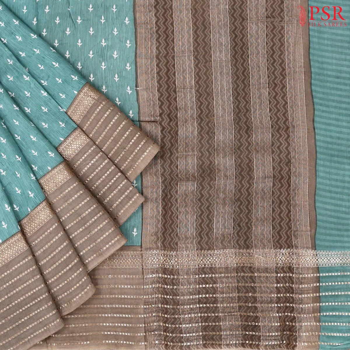 Glacier Cyan Assam Saree