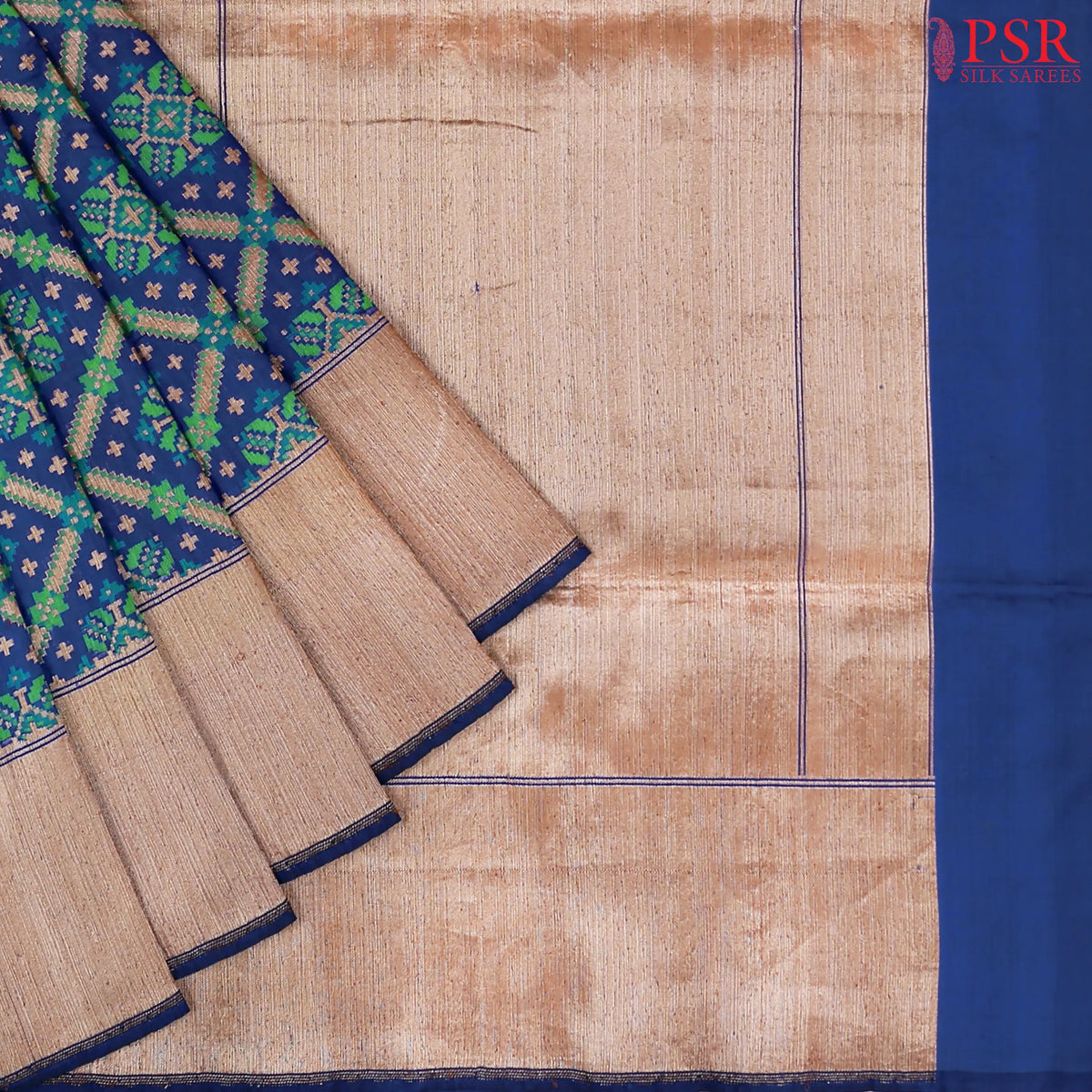Dark Yale Blue Banarasi Silk Saree