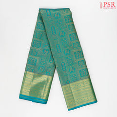 Turquoise Blue Kanchipuram Jacquard Silk Saree