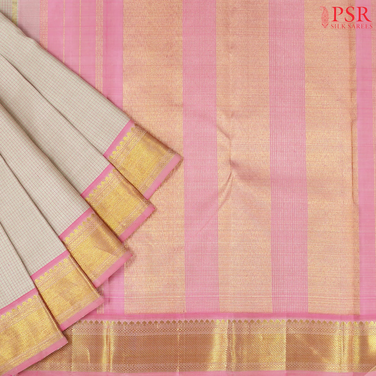 Soft Taupe Beige Kanchipuram Silk Saree