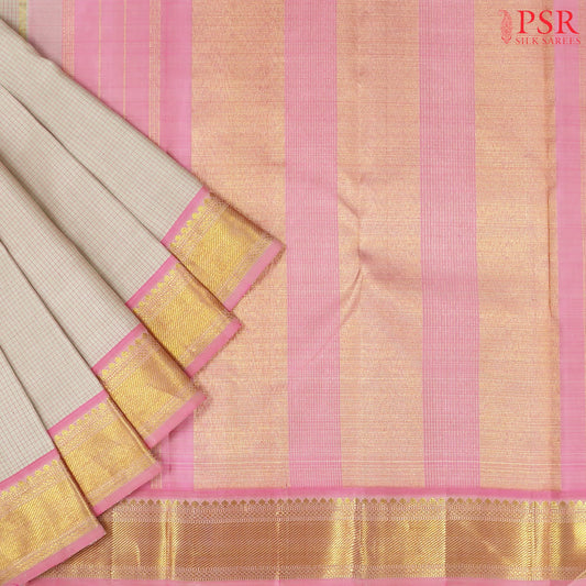 Soft Taupe Beige Kanchipuram Silk Saree