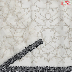 Floral White Organza Dress Material