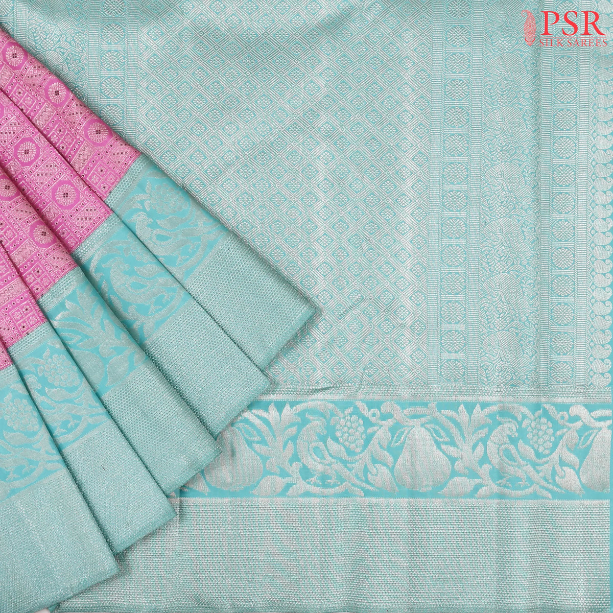 Carnation Pink Kanchipuram Jacquard Silk Saree