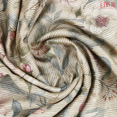Almond Beige Printed Tissue Saree