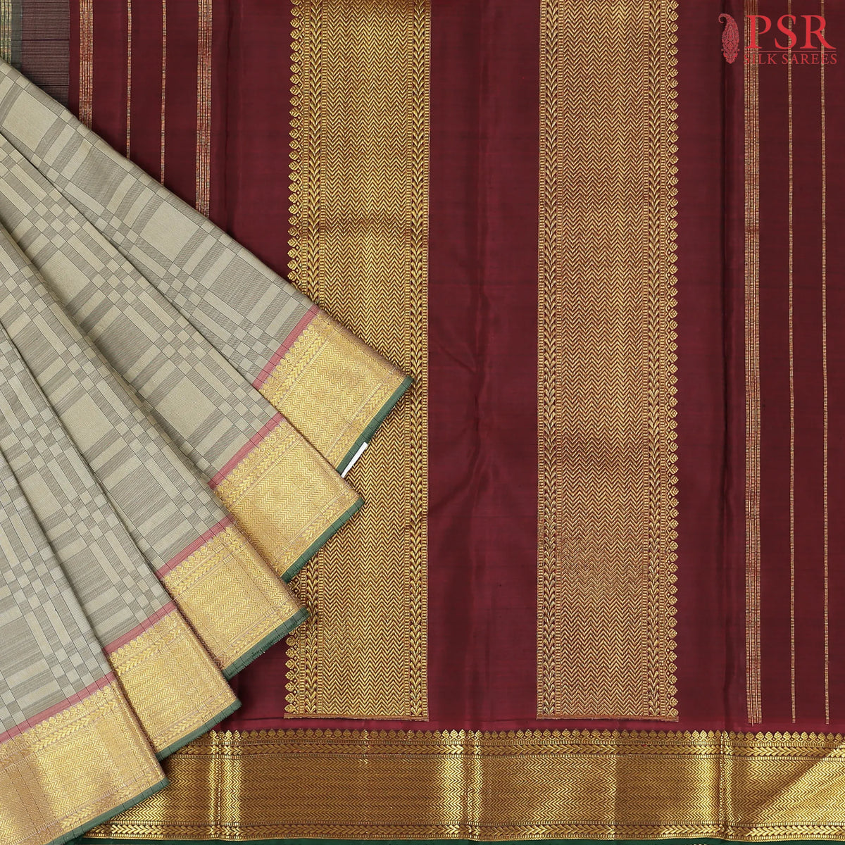 Taupewood Grey Kanchipuram Silk Saree
