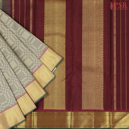 Taupewood Grey Kanchipuram Silk Saree