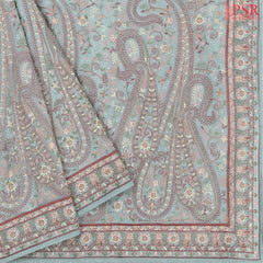 Pastel Blue Georgette Laser Embroidery Saree