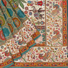 Teal Semi Banaras Saree