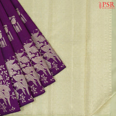 Dark Magneta Purple Kanchipuram Silk Saree