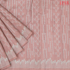 Dusty Rose Semi Tussar Embroidery Saree