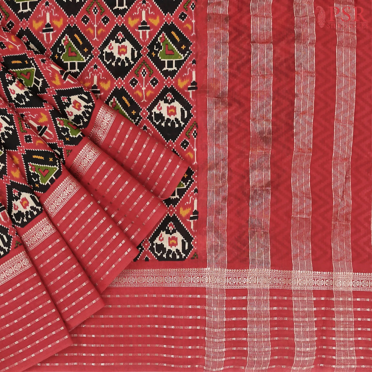 Red & Black Assam Saree