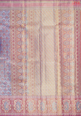 Light Steel Blue Kanchipuram Jacquard Tissue Silk Saree