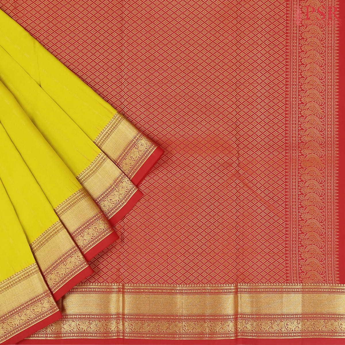 Olive Yellow Fancy Kanchipuram Silk Saree