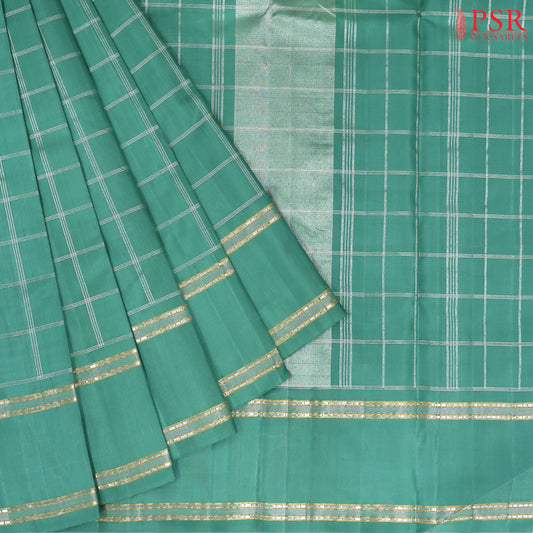 Caribbean Turquoise Kanchipuram Silk Saree