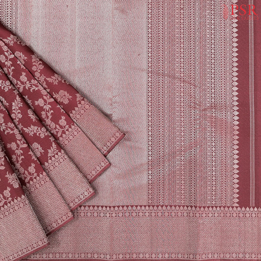 Aesthetic Maroon Kanchipuram Jacquard Silk Saree