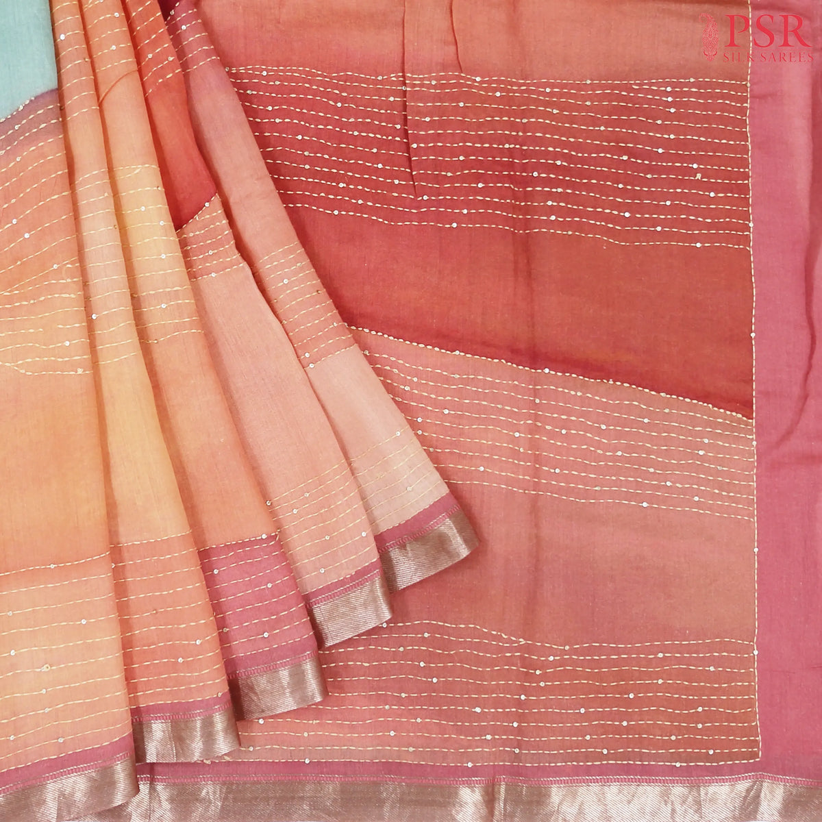 Coral Pink Munga Silk Saree