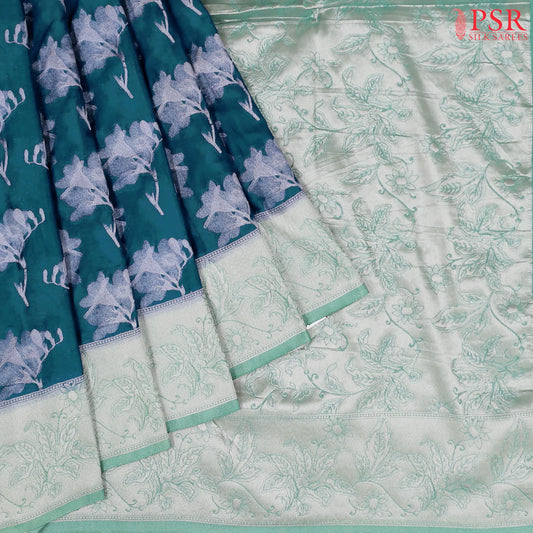 Peacock Cyan Georgette Saree