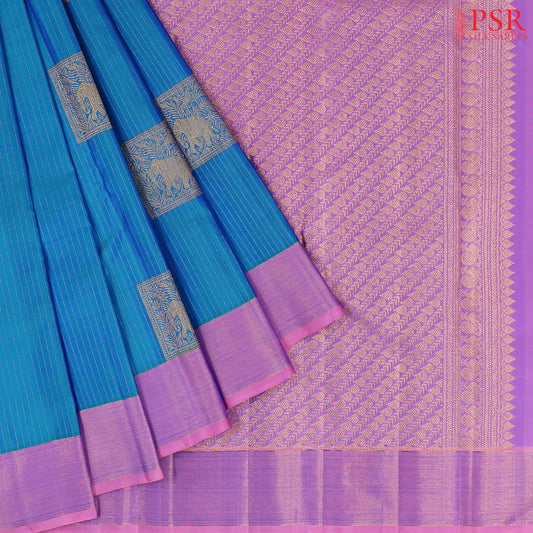 Peacock Blue Kanchipuram Silk Saree