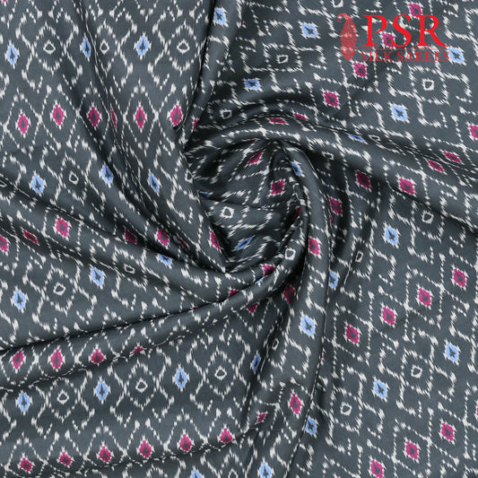 Dark Grey Semi Tassar Ikkat Print Running Material