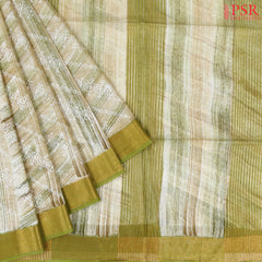 Olive Green & Brown Semi Dupion Saree