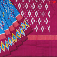 Cerulean Blue Pochampally Ikat Silk Saree