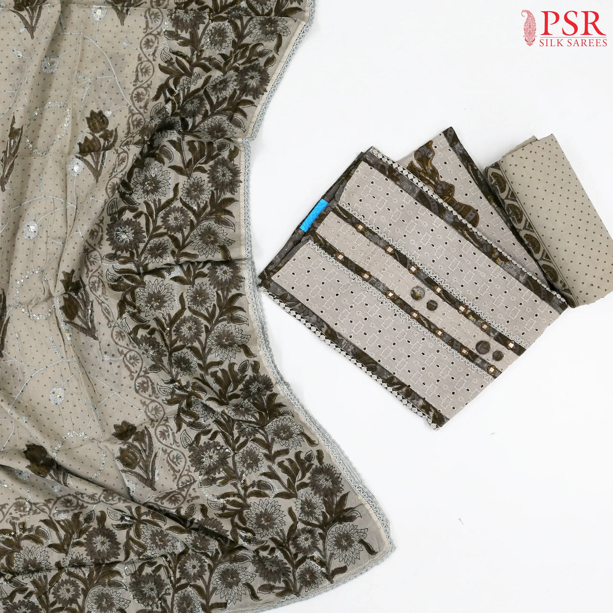 Grey Cotton Dress Material