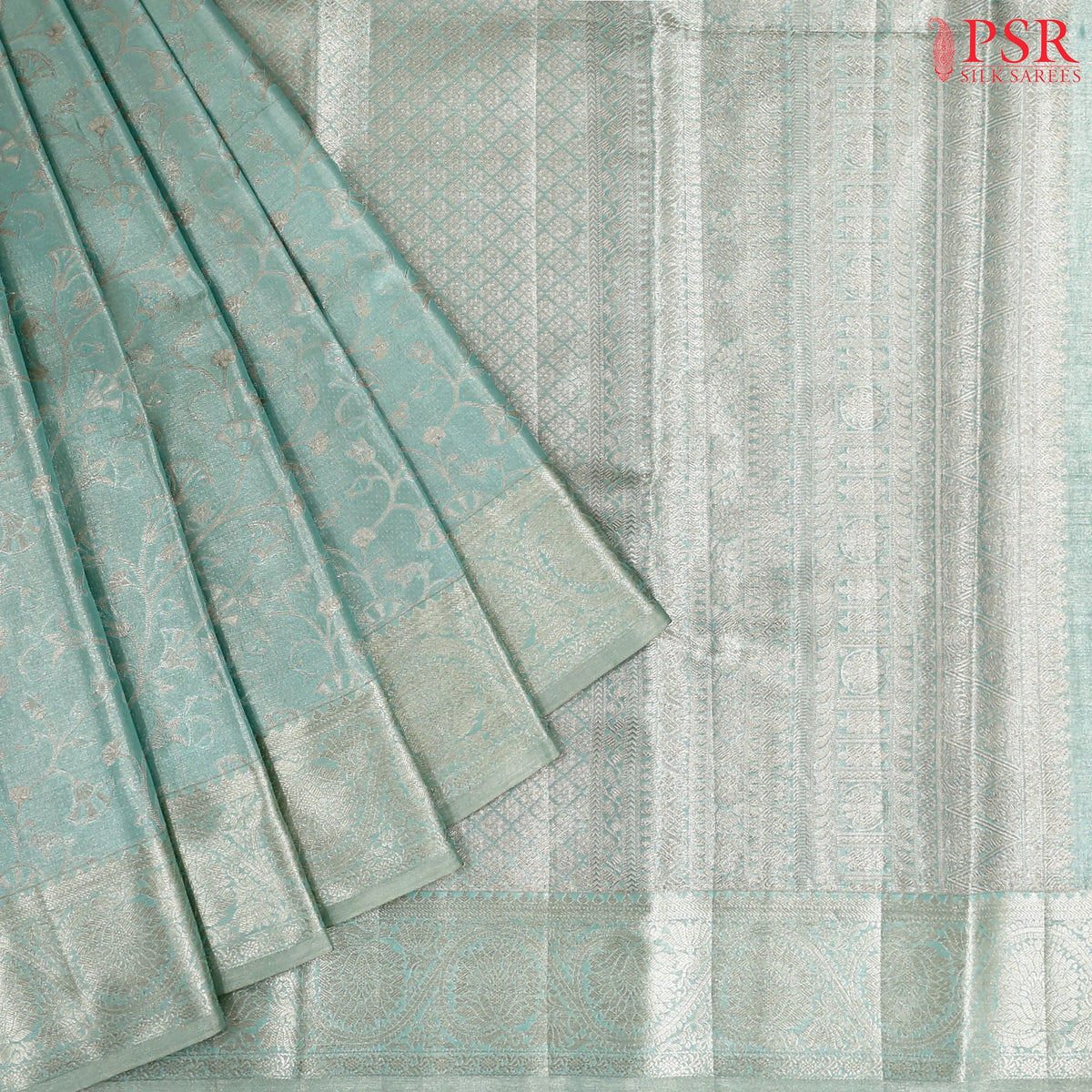 Mint Green Kanchipuram Tissue Silk Saree