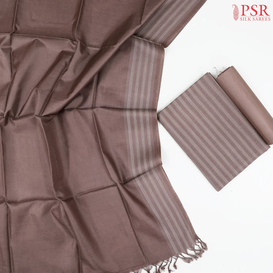 Dark Taupe Brown Semi Tassar Dress Material