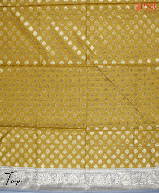Tuscan Yellow Banaras Silk Cotton Dress Material
