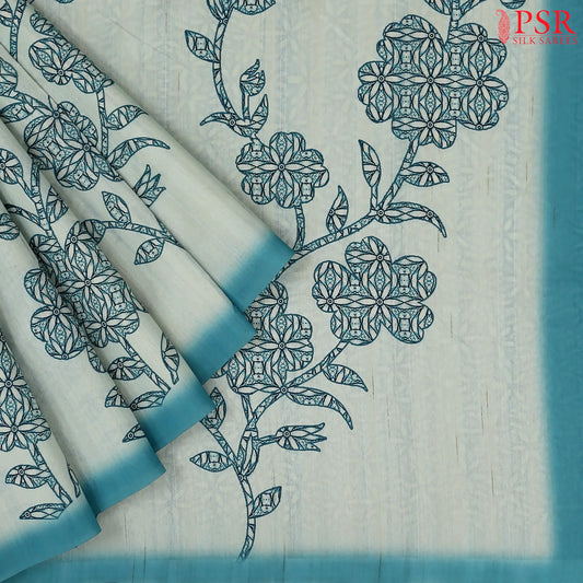 Light Teal Semi Tussar Saree