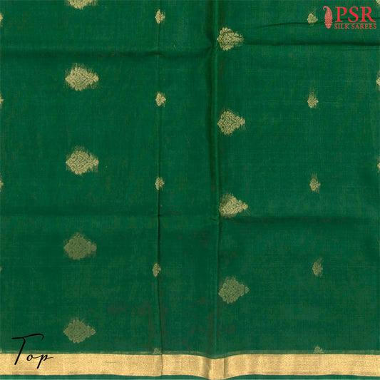 Dark Green & Marigold Yellow Silk Cotton Dress Material