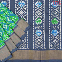 Parakeet Green & Peacock Blue Pochampally Ikat Silk Saree