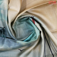 Beige & Blue Kadhi Tussar Silk Saree