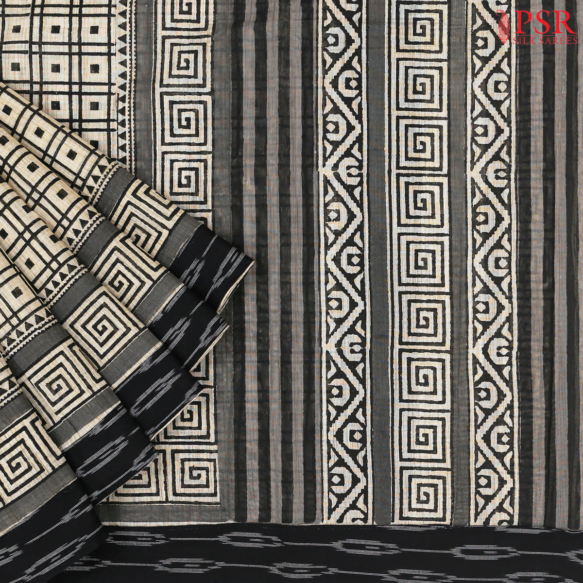 Beige Silk Cotton Saree