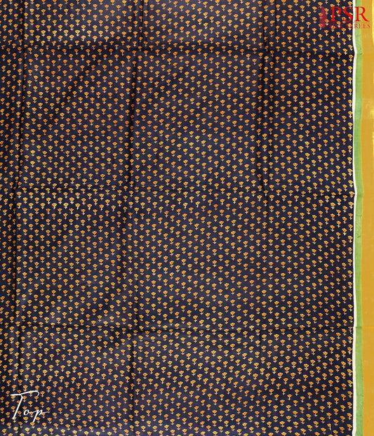 Black & Mustard Maheshwari Silk Cotton Dress Material