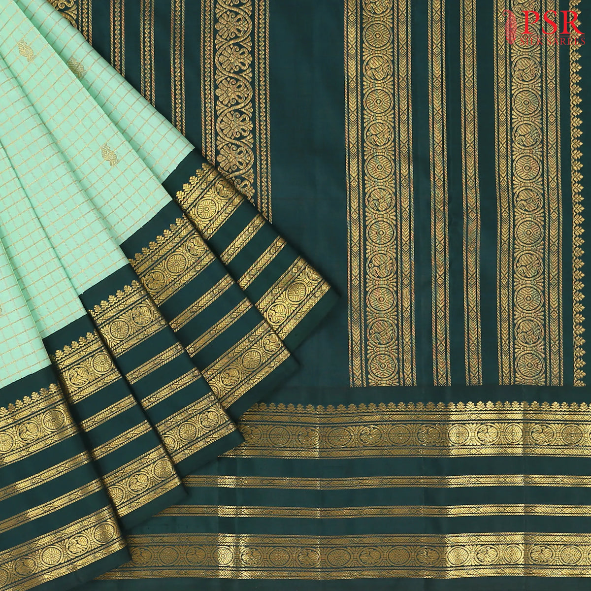 Mint Green Kanchipuram Silk Saree