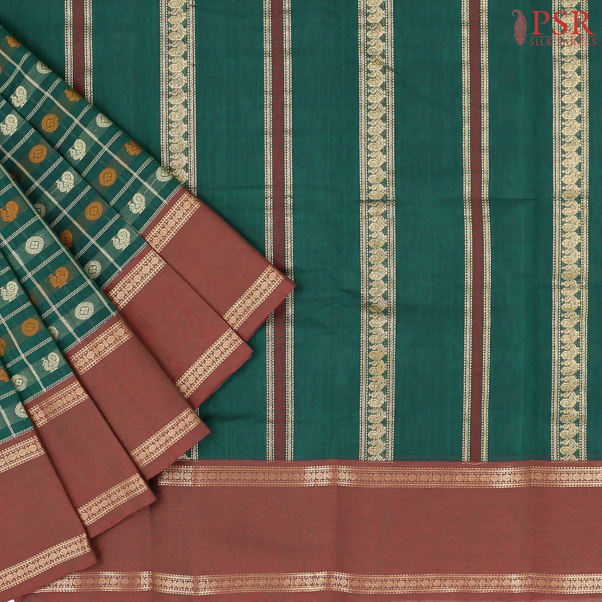 Dark Green Kalakshetra Kovai Cotton Saree